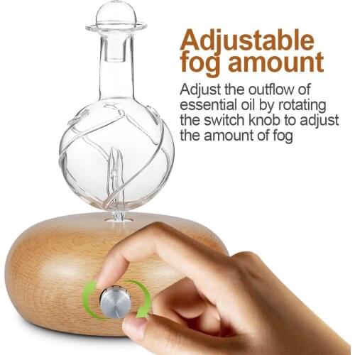 Glass Reservoir Nebulizing Pure Essential Oil Aromatherapy Diffuser, Auto Shut Off/ LED Light Aroma Humidifier for Home Office