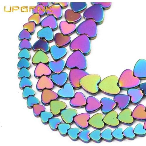 UPGFNK Multicolored heart Shape Hematite Natural Stone Loose Beads For Jewelry Making Diy Bracelet Necklace Accessories 6/8/10mm
