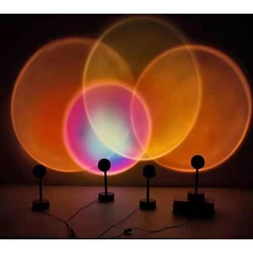 USB Rainbow Sunset Red Projector Led chip Sun Projection Desk Lamp for Bedroom Bar Coffee Store Wall Decoration Lighting