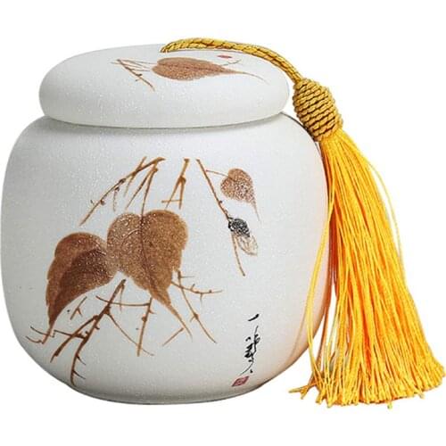 Dear Pet Memorials Fallen Leaves Pattern Ceramics Pet Cremation Urn