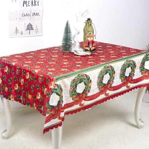 Christmas Decoration Home Kitchen Tablecloth High Quality Polyester Rectangle Table Covers Kitchen Waterproof Tablecloth Covers