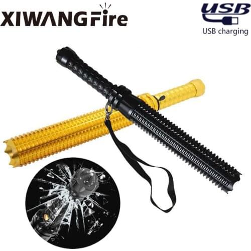 XIWANGFIRE LED Portable Powerful Tactical Flashlight Retractable Self-Defense Torch Light T6 Rechargeable 18650 light