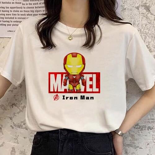 Fashion MARVEL T-Shirt Iron Man Print Women Tshirt Aesthetic Harajuku Cartoon Short Sleeve Female Clothes Dropship