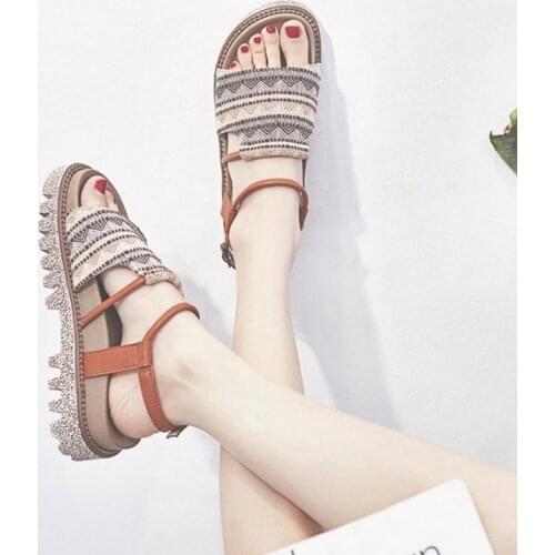 2021 New Summer Women Sandals Soft Bottom Slip on Flat Shoes Woman Platform Casual Sandals Ladies Footwear Breathable Sandals