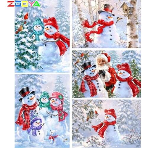 ZOOYA Diy Diamond Painting Diamond Embroidery Mosaic Snowman Full Square Diamond Cartoon Santa Claus Picture Rhinestone A60031