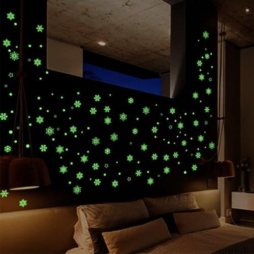 1PCS New Year Merry Christmas 21*24.5cm Decorations for Home Luminous Snowflake Background Decorative Sticker Removable