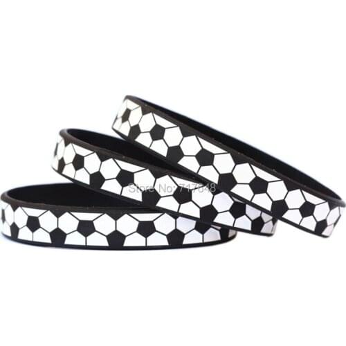 100pcs Black Soccer sports wristband silicone bracelets free shipping by epacket A