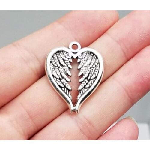 15pcs/lot--30x24mm, wing cham,Antique silver plated Heart Shaped Wings charms,DIY supplies,Jewelry accessories