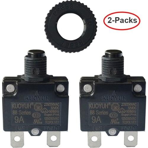 2 sets Kuoyuh 88 series 9A plastic nut resettable thermal motor protection circuit breaker