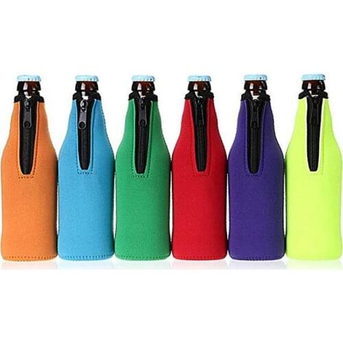 30 Pcs Beer Bottle Cooler Sleeves with Zipper Collapsible Neoprene Insulators for 12oz 330ml Bottle Assorted Colors Wholesale X2