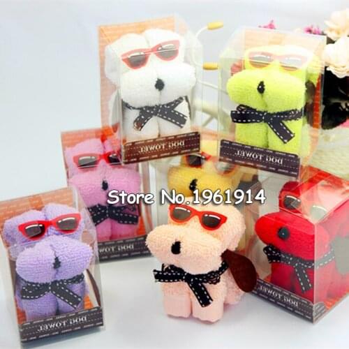 30pcs/lot Cute Puppy Dogs Towel Festive Wedding Party Gift Present Home Decorative Accessories Supplies Gear Stuff Product