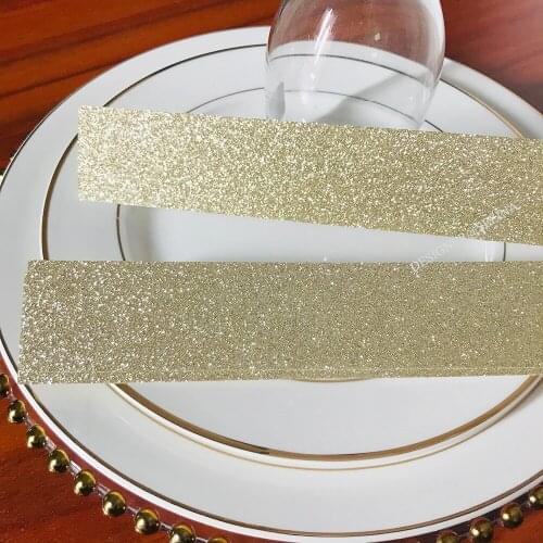 50PC Champagne Glittery Belly Band for Invitations, Red Silver Gold Sprinkle Wedding Invitation Wrap