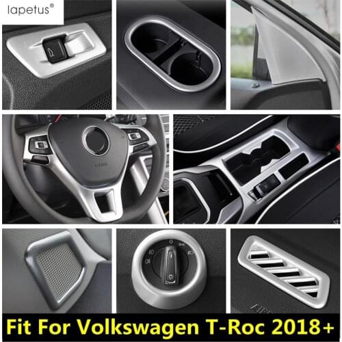 Lapetus Accessories For Volkswagen T-Roc T Roc 2018 - 2021 Seat Head Pillow Headrest Adjust Button Molding Cover Kit Trim 2 Pcs