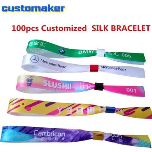 Custom ribbon satin wristband Feature holiday full color Printed Ribbon SILK BRACELET FOR EVENT party concert entrance ID