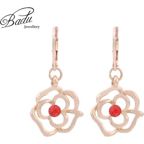 Badu Lovely Flower Hoop Earrings for Women Romantic Small Cute Metal Flower Earrings Fashion Jewelry for Halloween