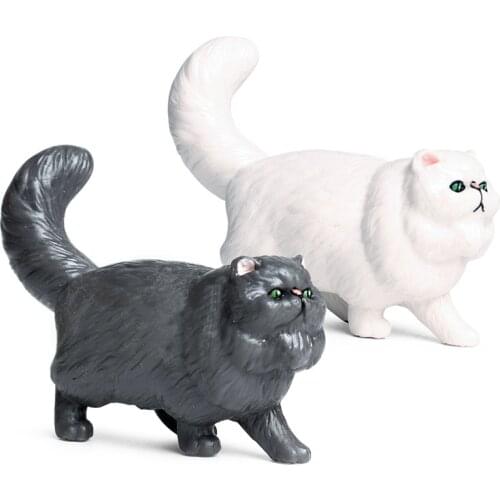 White/Black Persian Cat Model Action Figure Pets Animal Action Figures Collection PVC Children Cognitive Toys