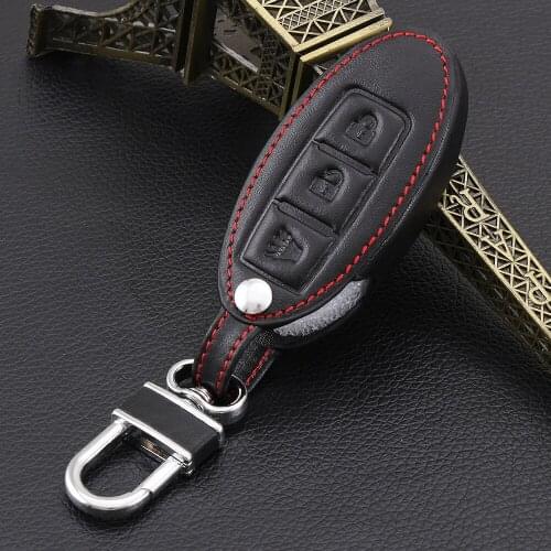 RIMIDI Car Genuine Leather Remote Control Car Keychain Key Cover Case for Nissan Tidda Livida X-Trail Qashqai Teana March Juke