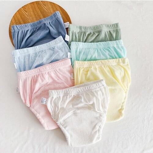 4Pcs/ Lot Baby Training Pants Leakproof Washable Waterproof Cotton Infant Toddler Diapers Hollow Out Breathable 6 Layers Crotch