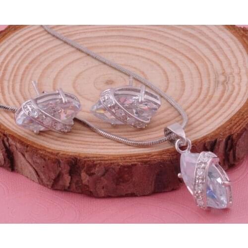 Elegant Womens Jewelry Set For Party white gold color MxGxFam