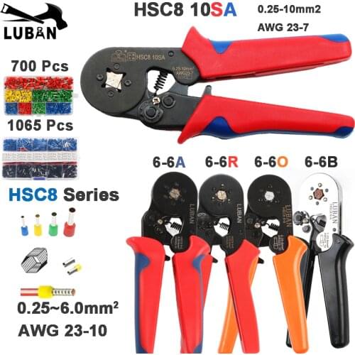 Crimping tools pliers electrical tubular terminals box mini clamp HSC8 10S 0.25-10mm2 23-7AWG 6-4B/6-6 0.25-6mm2 16-4 tools sets