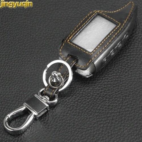 Jingyuqin 4 Buttons Leather Car Key Cover Case for Scher-Khan Magicar 5 LCD Remote Only Scher khan Magicar M5 Car-styling