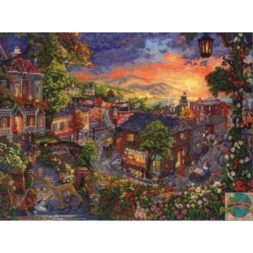 Oil Painting Village Town Backgrounds Vinyl cloth High quality Computer printed party backdrops