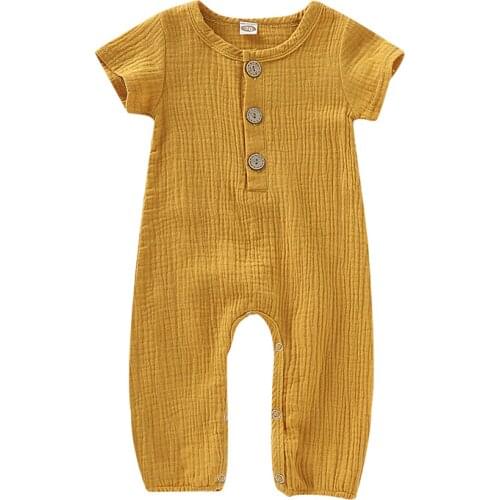 Baby Girls Boys Clothes Kids Summer Short Sleeves Muslin Cotton Romper Newborn Jumpsuit Pants 0-12 Mothes