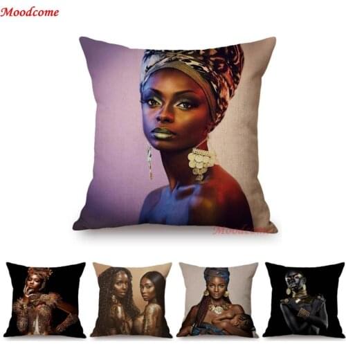 Pretty African Girl Black Beauty Vogue Fashion Poster Cover Home Decorative Sofa Throw Pillow Cover Cotton Linen Cushion Cover