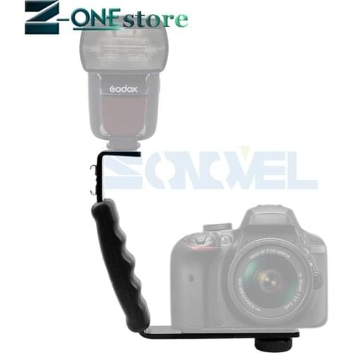 Flash L-Bracket Mount Dual Hot Shoe 1/4" Screw for Canon Nikon Sony Olympus DSLR