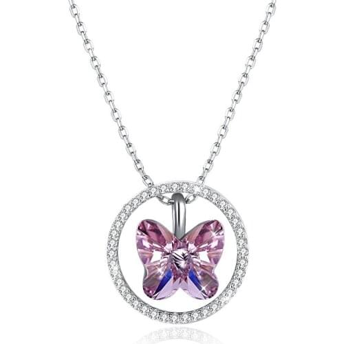 Flying Butterfly Crystals From Crystal S925 Butterfly Style Wear Cute Pendant Necklace For Woman