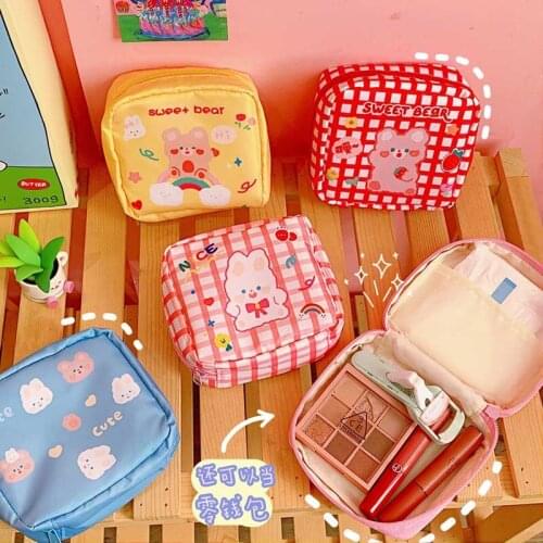 Cute Cartoon Tampon Storage Bag Mini Nylon Sanitary Pad Pouche Portable Makeup Lipstick Key Earphone Data Cables Organizer Tools