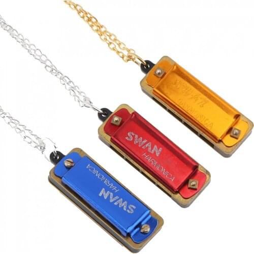 Harmonica Mini 4 Hole 8 Tone Necklace Harmonica Woodwind Instruments Necklace Harmonica
