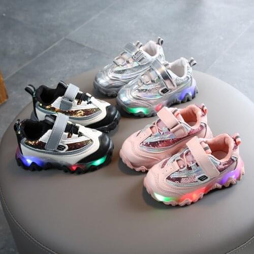 Fashion Toddler Infant Kids Baby Girls Boys Bling Led Light Luminous Breathable Running Children Sport Sneakers Casual Shoes#g4