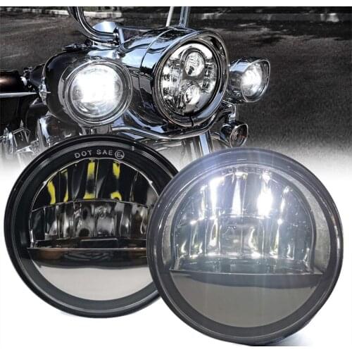 Motorcycle 4.5'' LED Projector Auxiliary Lamps 4 1/2 inch Passing Light Fog Lamp Spot Driving Lamp Chrome for Classic FLHR Road