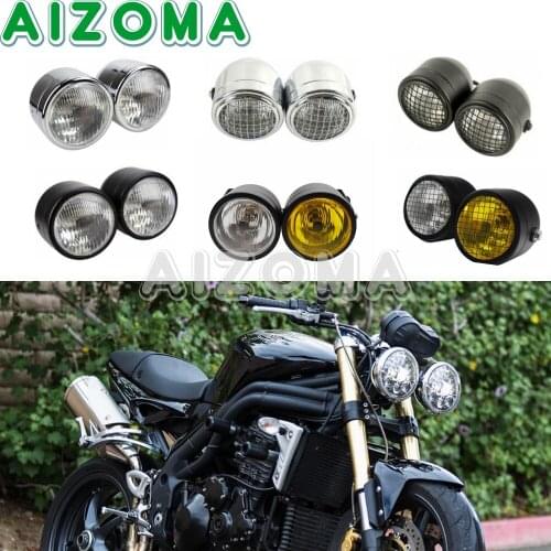 Motorcycle Headlight W/ Bracket Grill Moto Headlamp Head Light For Harley Street Fat Boy Dual Sport Cafe Racer Chopper Honda