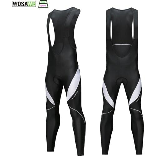 WOSAWE Mens Winter Thermal Fleece Cycling Bib Pants Cycling Tights Pro Team Gel Padded MTB Bike Long Pants Culotte Ciclismo