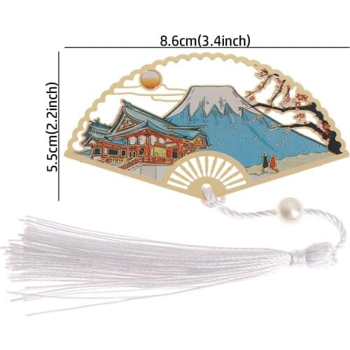 Chinese Style Group Fan Shape Metal Bookmarkers Pagination Mark Retro Stationery Pendant Metal Brass Bookmark School Office
