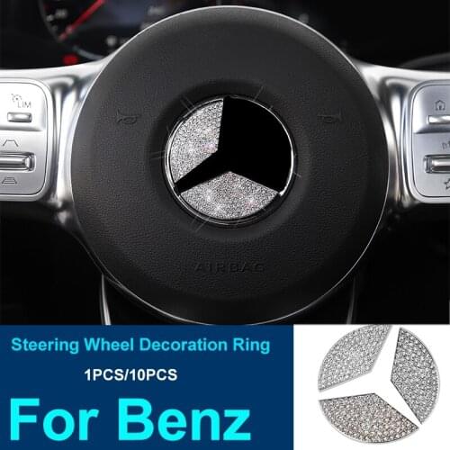 Car interior Steering wheel Emblem Decal 3D With Diamond Sticker for W211 W203 W204 W124 W201 W202 W212 W220 W205 GLA CLA