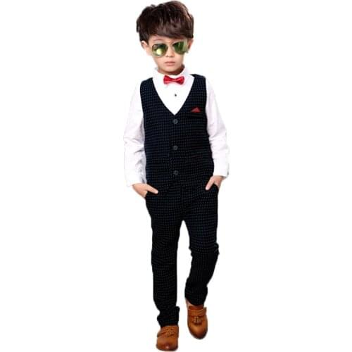 Girls Formal Party Suit Children Clothing Set School Uniform Dress for Boys Brand Wedding Suit Gentleman Kids Vest Pants 2pcs