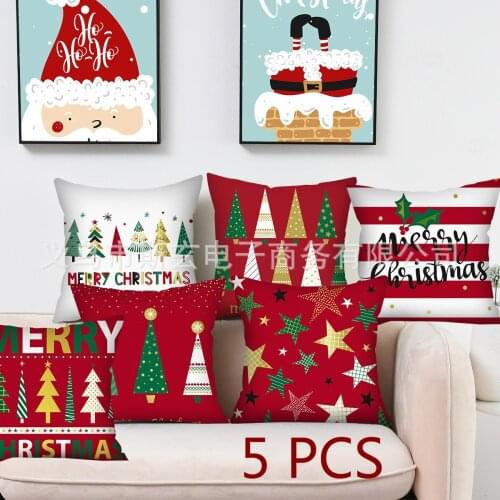 5pcs 2020 new home soft decoration Christmas day pillow linen cushion waist pillowcase christmas pillow cover cushion cover