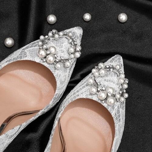 2020 New Women High Heels Pumps Women Shoes Female Ladies Pearl Net Yarn Dress Shoe Pointed Toe Stiletto Size 33-42