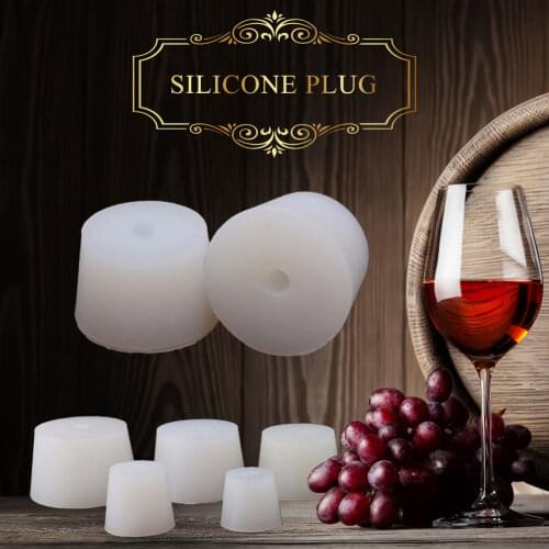 Single 3#-14# Home Brew Wine Food grade solid Silicone plug With Hole For Airlock Valve Bubbler Grade Silicone Rubber Stopper