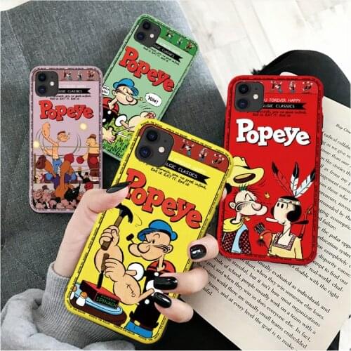 Retro cartoon illustration po pe ye spinach Phone case for iPhone 12 X XR 8 6 7 Plus xs max 11 pro max SE2020 funny cover cover