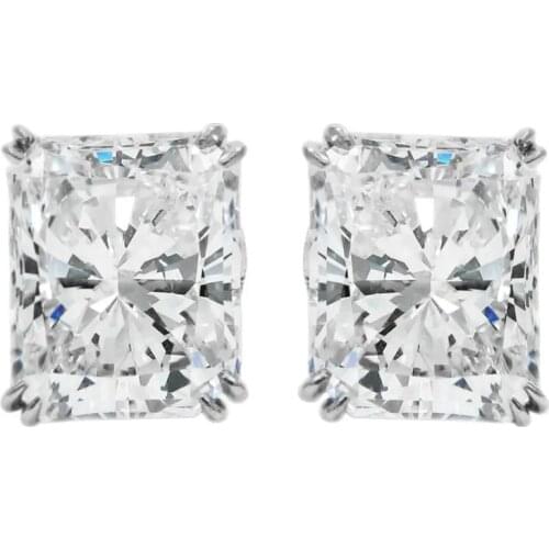 Huitan Low-key Stud Earrings for Women Simple 4 Prong Setting Cubic Zirconia Design Anniversary Girls Gift Party Fashion Jewelry