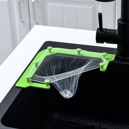 Sink Basket Vegetable Fruit Hanging Net Filter Bag Multi-Purpose Triangle Sieve Rack Kitchen Drain Shelf Support Corner