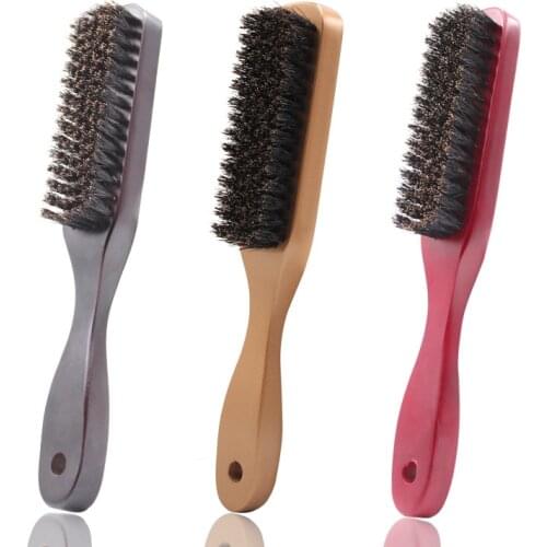 Wood Handle Boar Bristle Cleaning Brush Hairdressing Beard Brush Anti Static Barber Hair Styling Comb Shaving Tools for Men