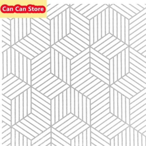 Hexagon Silver Peel and Stick Wallpaper Geometric Removable Self Adhesive Wallpaper Vinyl Film Shelf Paper & Drawer Line