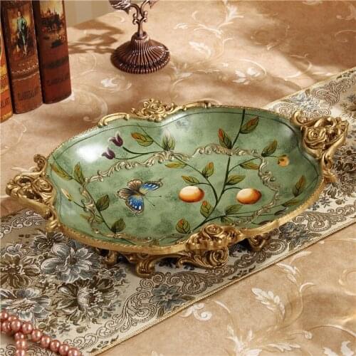 European-style Fruit Plate L Housewarming Gift Items Retro Home Decoration Resin Tabletop Living Room Coffee Table Decoration