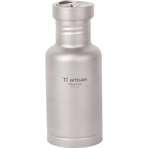 Tiartisan Pure Titanium Sport Bottle Outdoor Camping Cycling Water Bottle with Two lids and Bottle Coat Ta8387