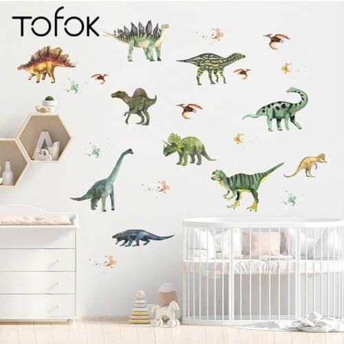 Tofok Lovely Cartoon Dinosaur DIY Wall Sticker Home Fridge Furniture Decoration Sticker Window Cabinet Bedroom Mural Decals